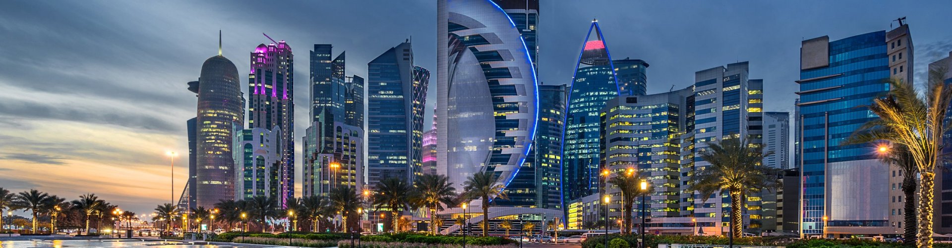 Traffic and road signs in Doha, QA