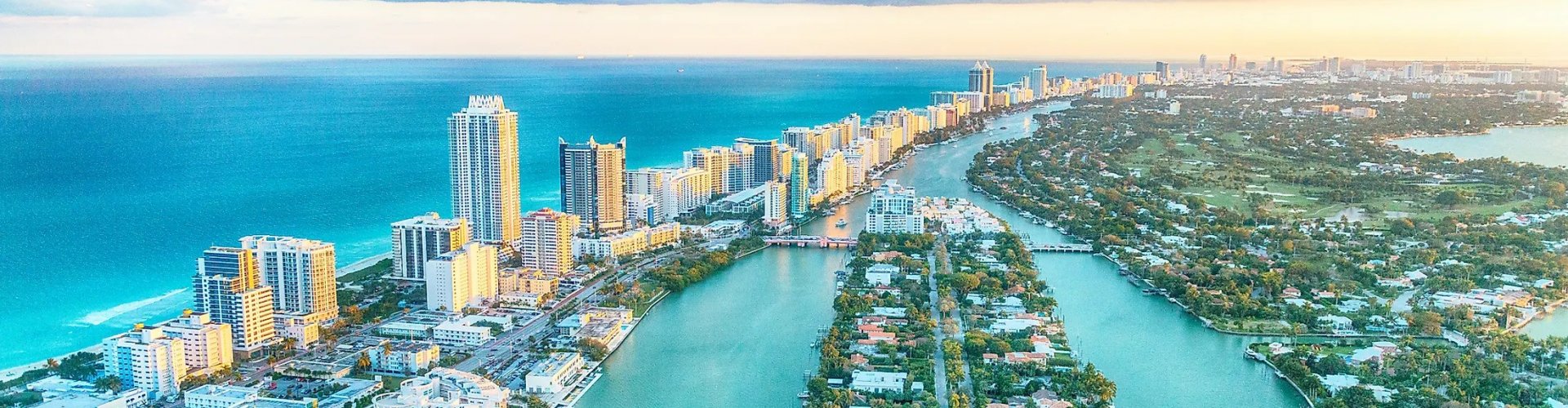 Miami night skyline with city lights