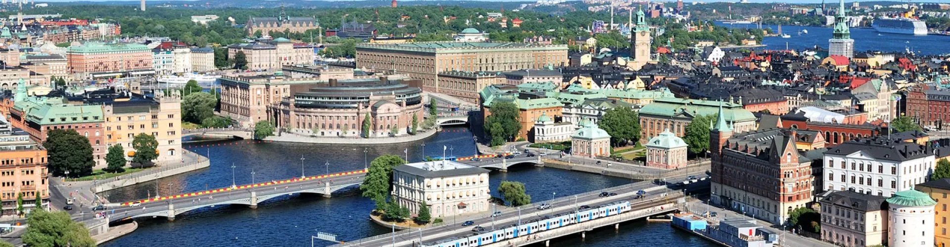 Traffic signs and road in Stockholm